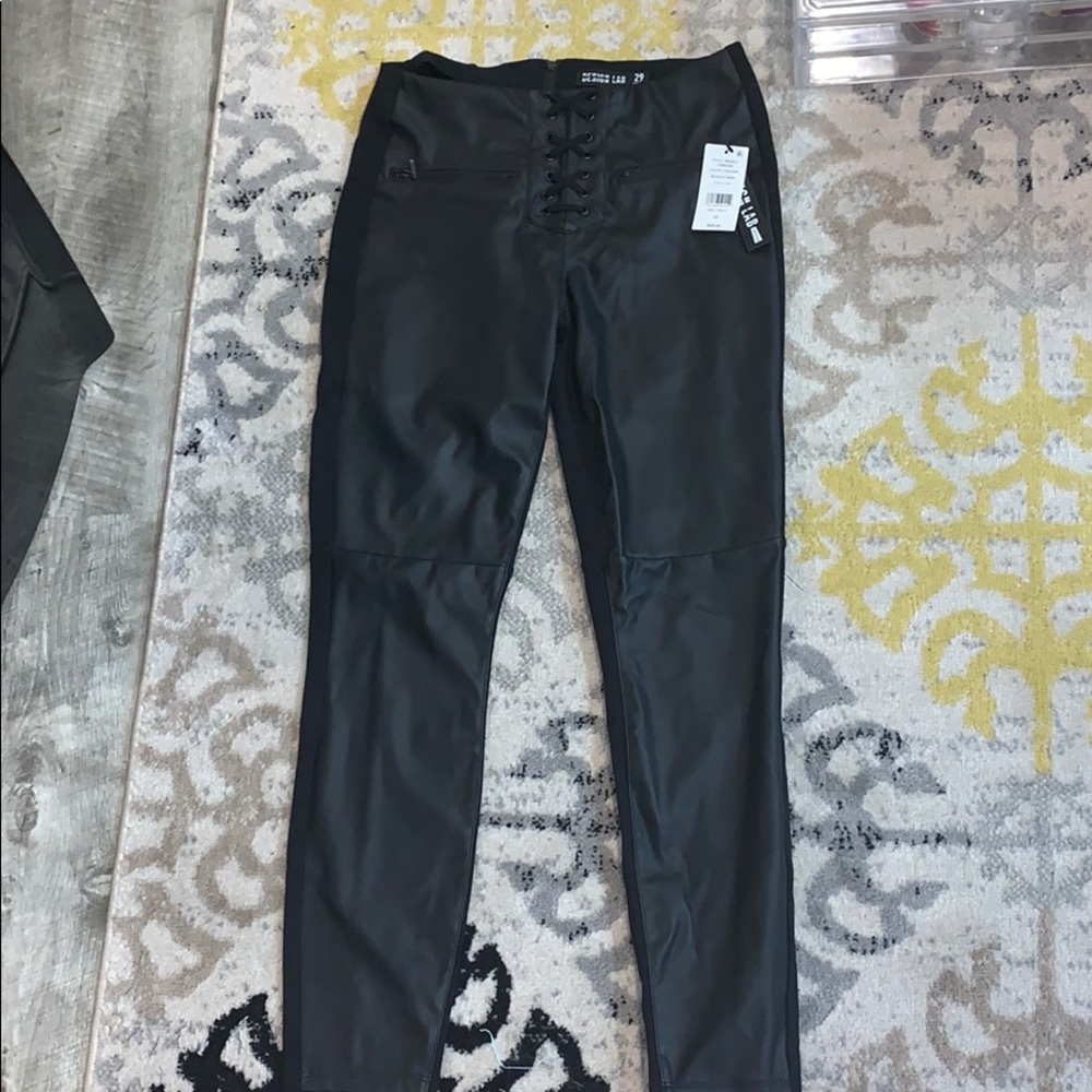 Black half (fake) leather pants